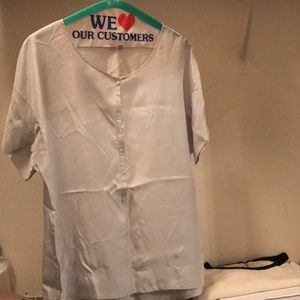 Calypso St. Barth short sleeve light blue silk top